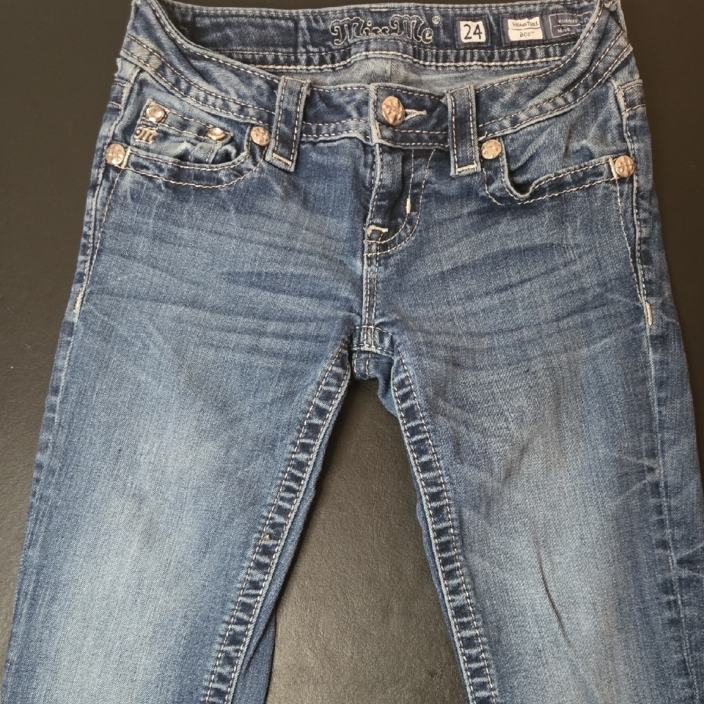 Miss Me Blue Jeans with Embellished Pockets - Picture 4 of 12